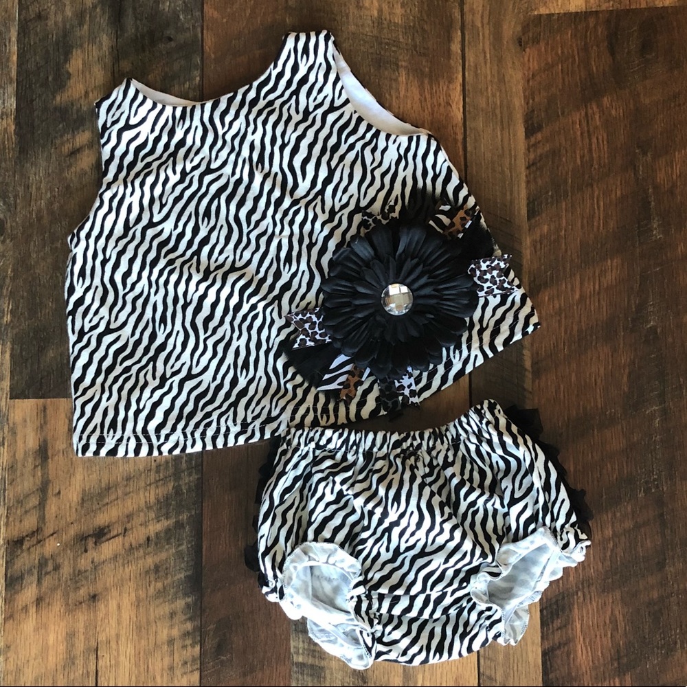 Zebra swingback outfit with bloomers